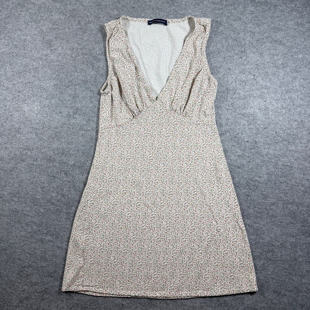 Brandy Melville Dress One Size Cream Floral Print V-Neck Sundress Boho